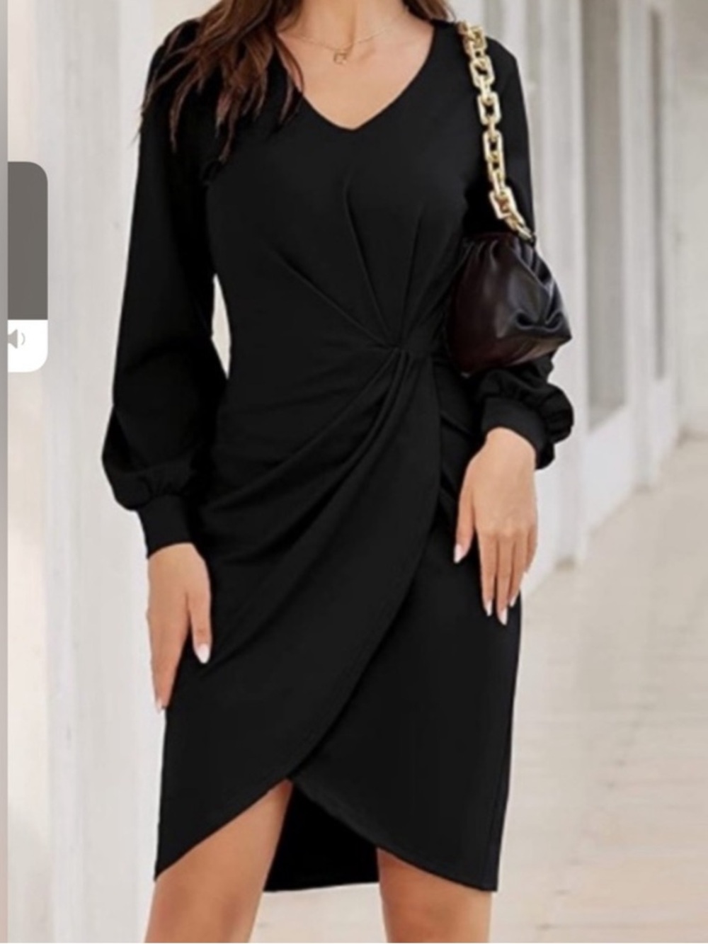 Jasambac Black Formal Dress - Midi Length - Small - longsleeve